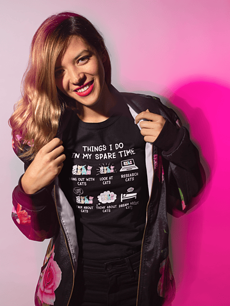 Things I Do In My Spare Time Cat T-Shirt – Funny Cat Lover Activities Tee