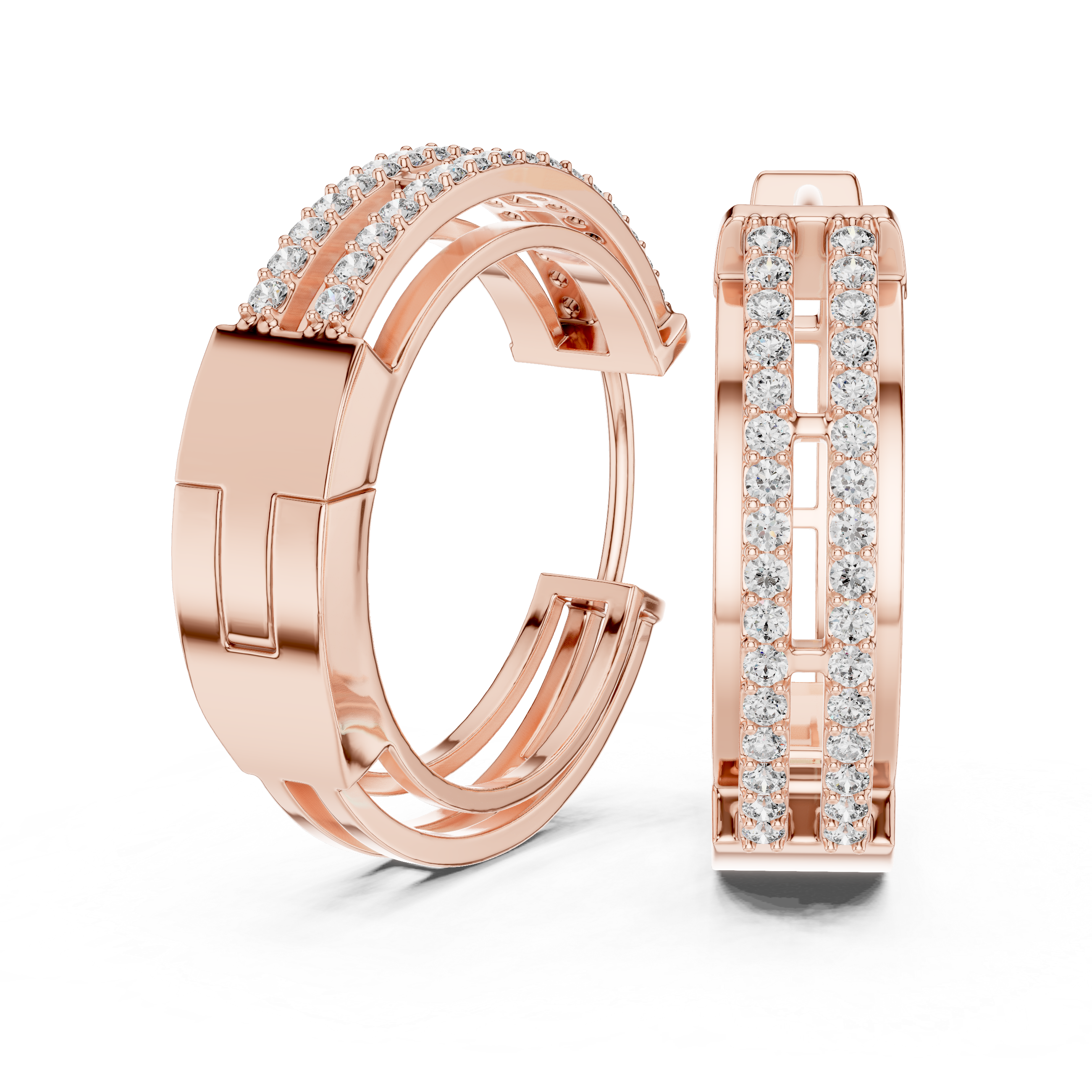 Multi strand pave hoops