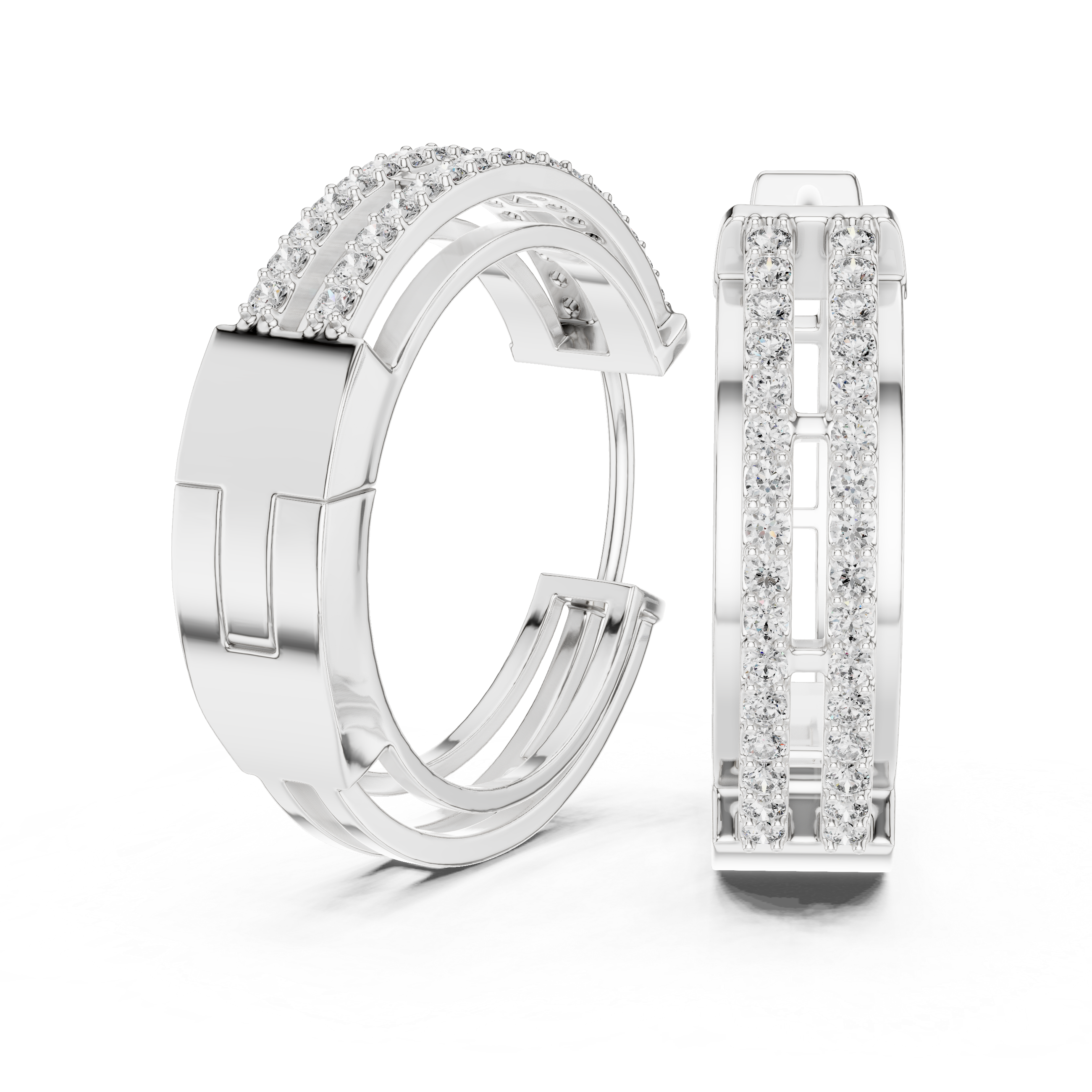 Multi strand pave hoops