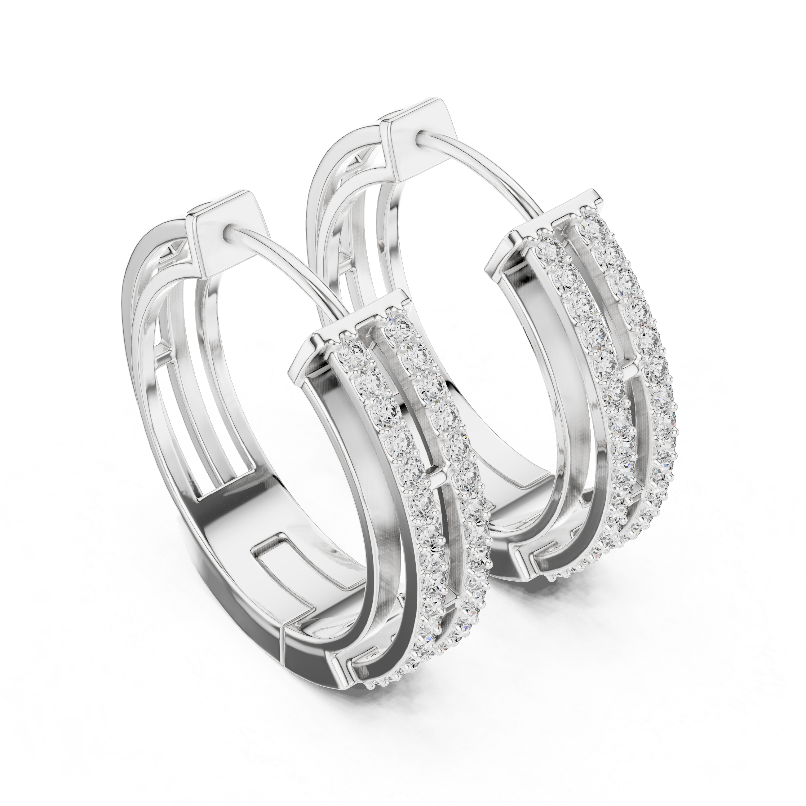 Multi strand pave hoops