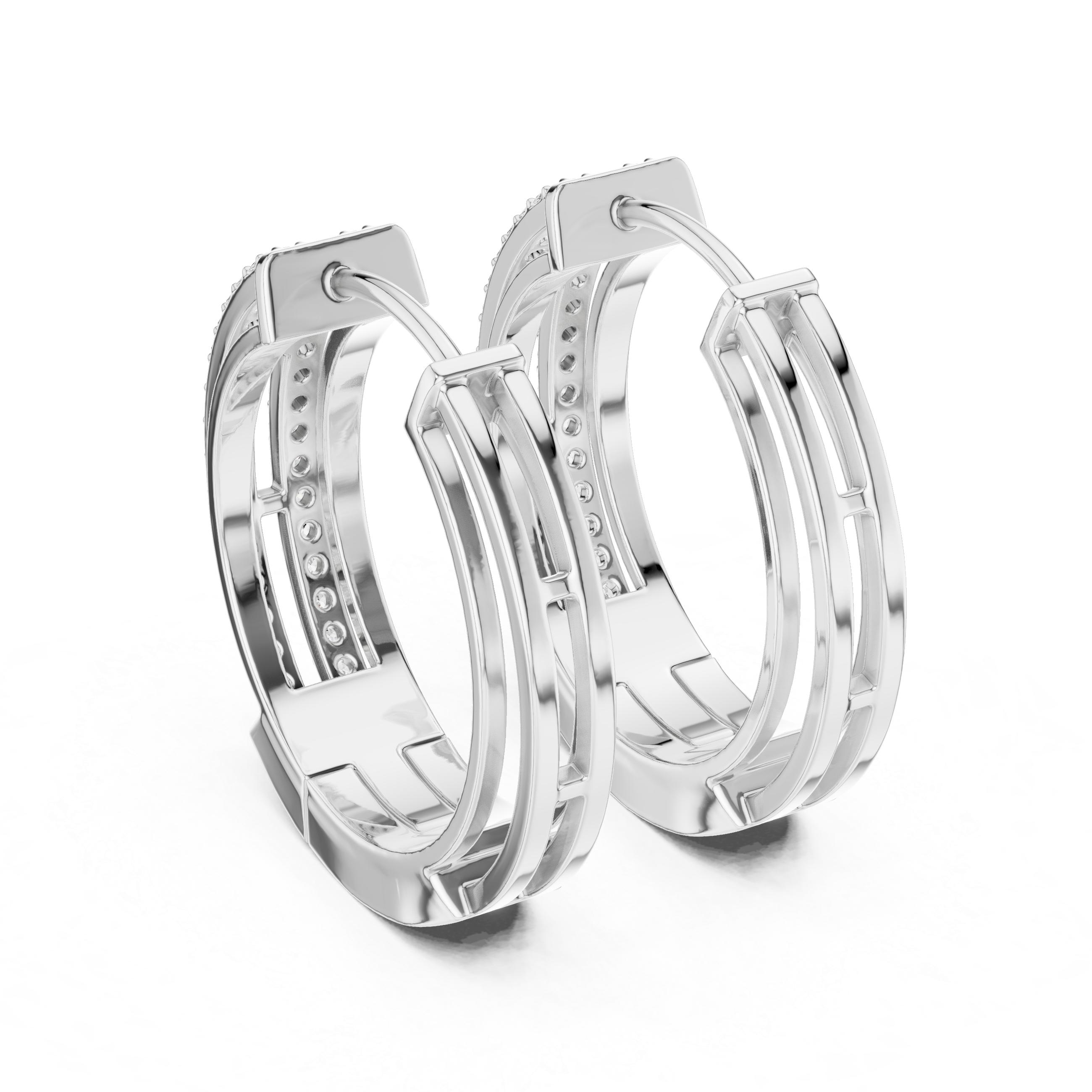 Multi strand pave hoops