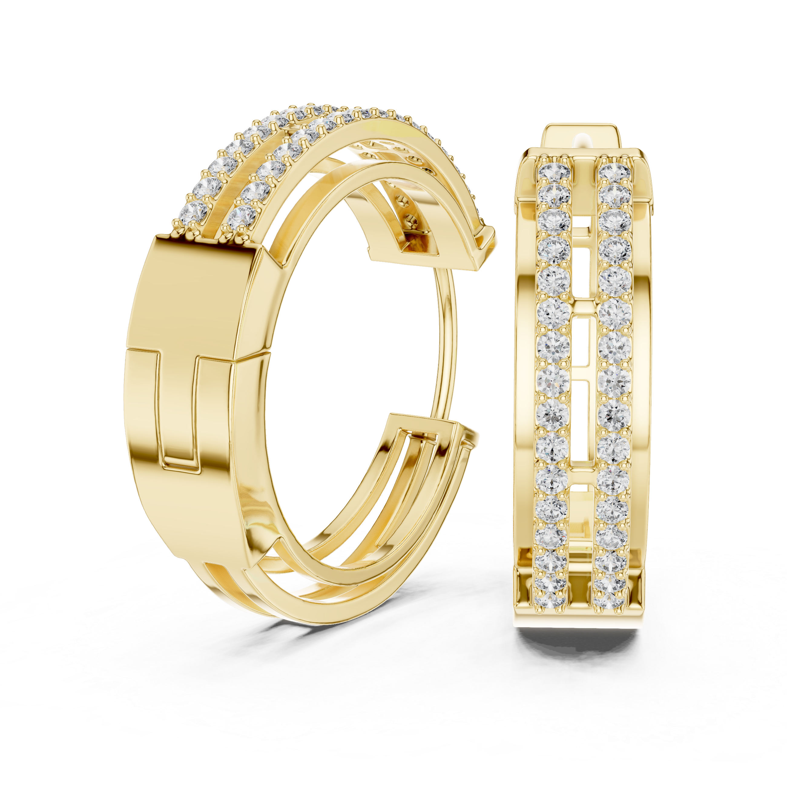 Multi strand pave hoops