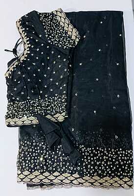 P560: Ready To Ship Beautiful Designer Organaza Saree in Sequins Work Boder With Stitched Blouse