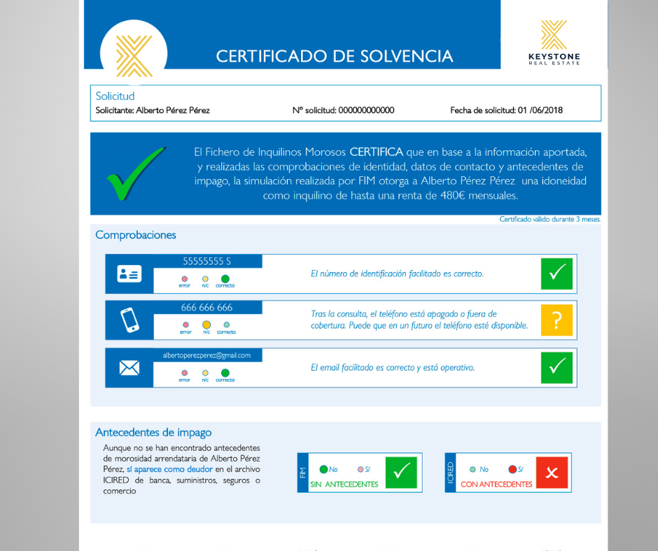 Certificado de Solvencia Inquilino