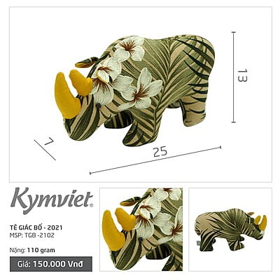 Tê Giác Bố Nhồi Bông KYMVIET Vải Cotton Handmade