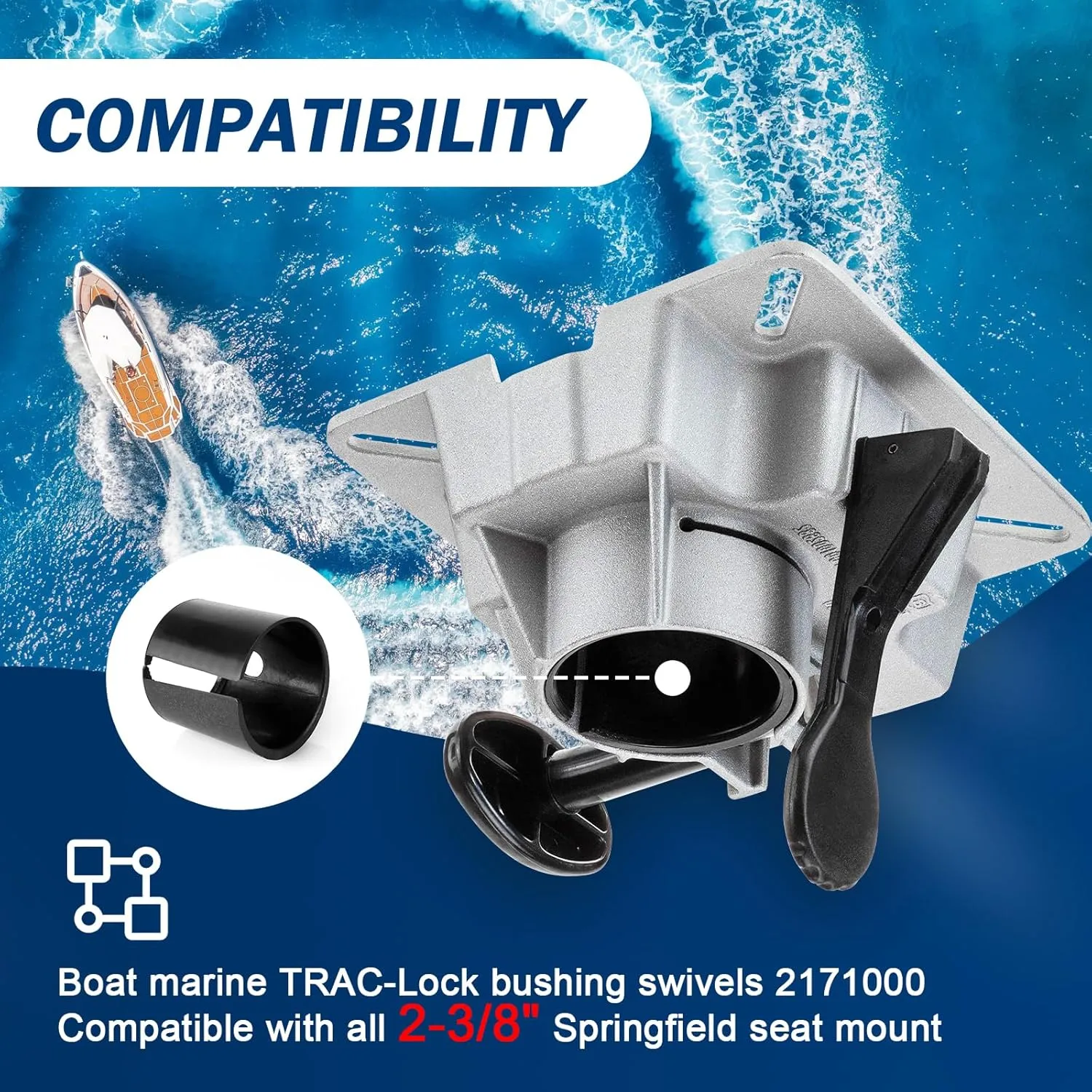 2171000 TRAC-Lock Boat Seat Swivel Bushing fit for Springfield 2-3/8" Marine Pontoon Boat Pedestal Bushing,to The seat