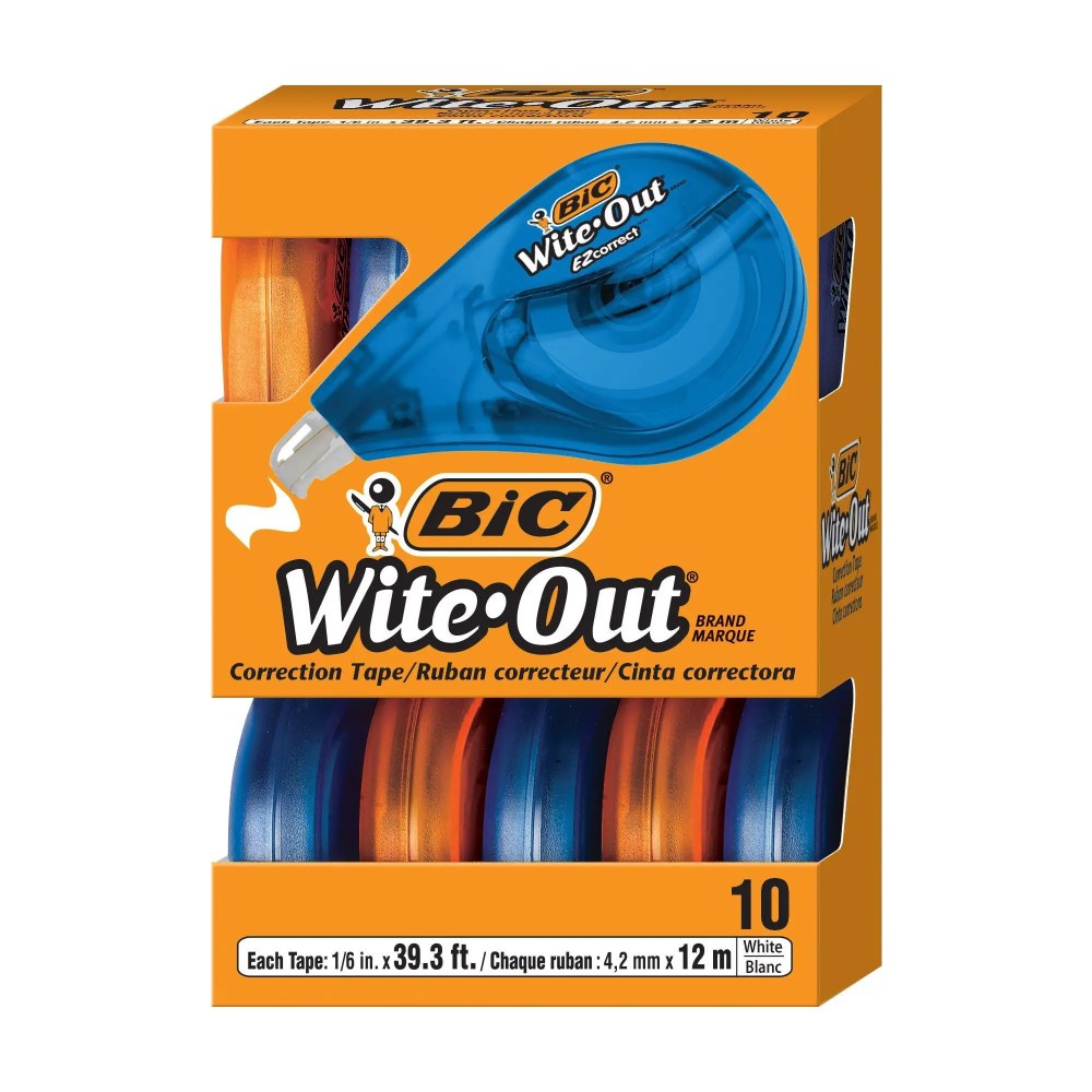 Bic EZ Wite-Out Correction Tape 4.2mmx12m Pack  of 10