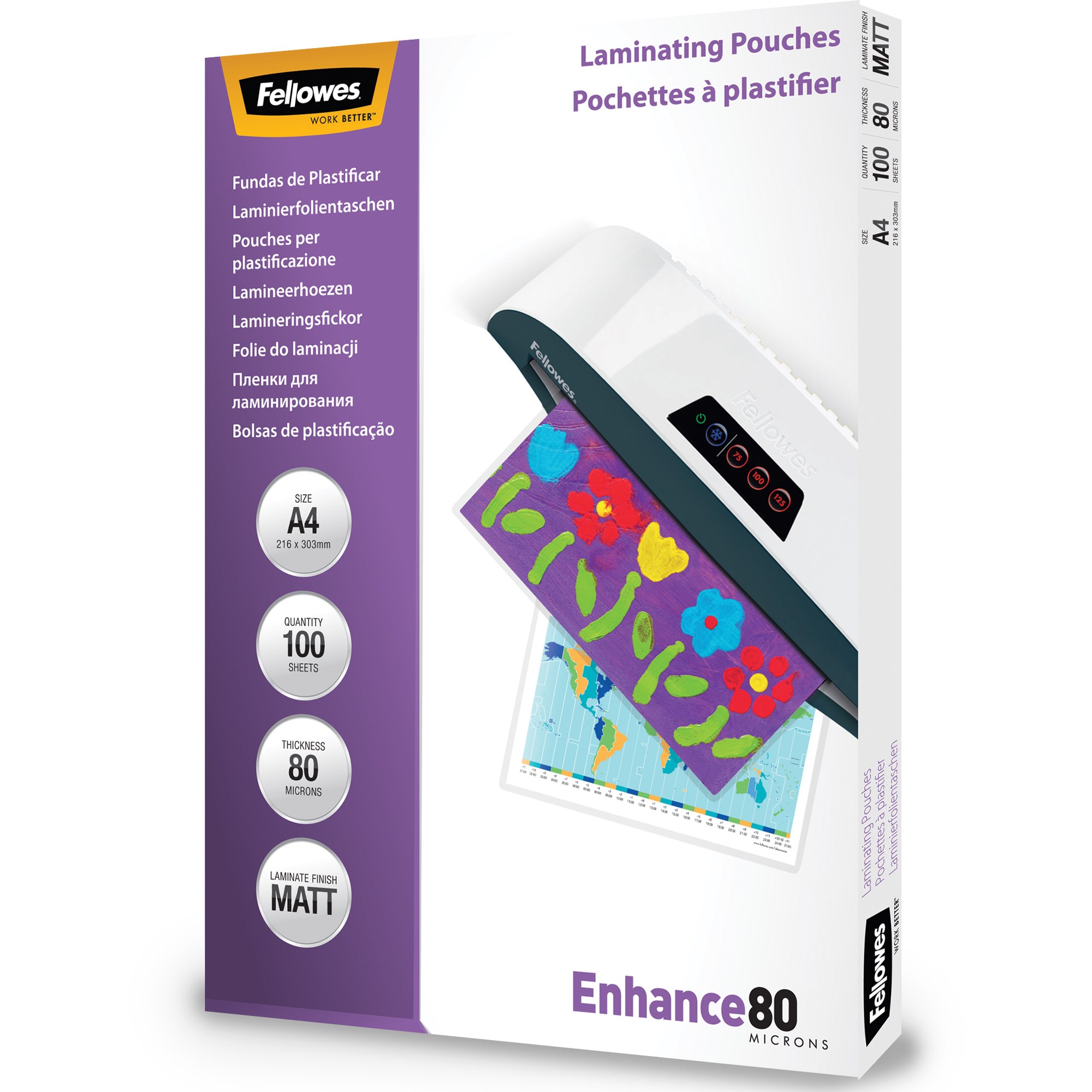 Fellowes Laminating Pouch A4 80 Micron Matte Pack  Of 100