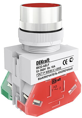 25014DEK Выкл. кноп. КРАСНЫЙ 220В