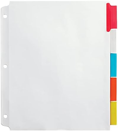 Office Depot Insertable Extra-Wide Dividers with Big Tabs, Assorted Colors, 5-Tab, OD14793