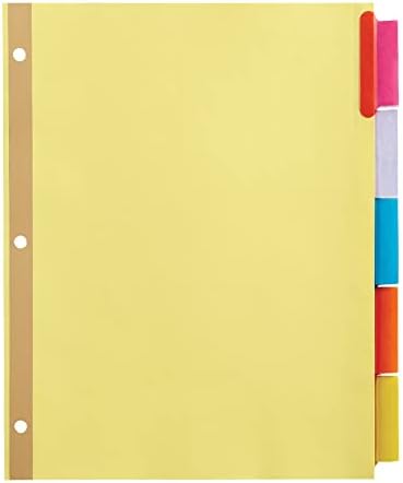 Office Depot® Brand Insertable Dividers With Big Tabs, Buff, Assorted Colors, 5-Tab, Pack Of 4 Sets