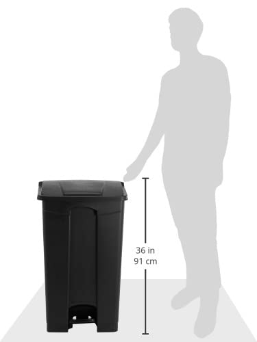 SAFCO Step On Plastic Trash Can with Foot Pedal, Hands Free Indoor All-Purpose Waste Bin