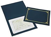 SKILCRAFT Certificate/Document Cover, 8 1/2in x 11in, 8in x 10in, A4, Blue/Gold, Pack Of 5 (AbilityOne 7510-01-519-5771)