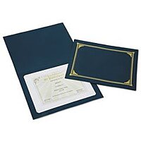 SKILCRAFT Certificate/Document Cover, 8 1/2in x 11in, 8in x 10in, A4, Blue/Gold, Pack Of 5 (AbilityOne 7510-01-519-5771)