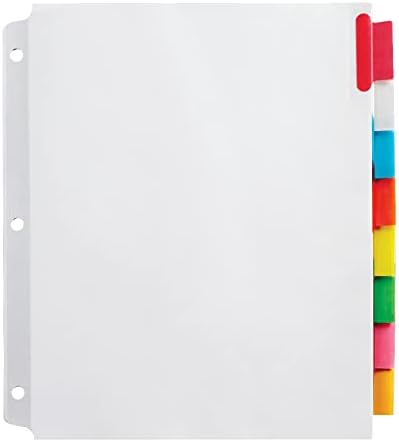 Office Depot Insertable Extra-Wide Dividers With Big Tabs, Assorted Colors, 8-Tab, OD14795