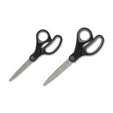 Sparco Rubber Handle Scissors, 7in, Pointed, Black/Gray
