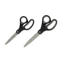 Sparco Rubber Handle Scissors, 7in, Pointed, Black/Gray