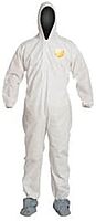 DuPont 12 mil ProShield Basic Chemical Protection Coveralls With Serged Seams, Front Zipper Closure, Attached Hood