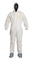 DuPont 12 mil ProShield Basic Chemical Protection Coveralls With Serged Seams, Front Zipper Closure, Attached Hood