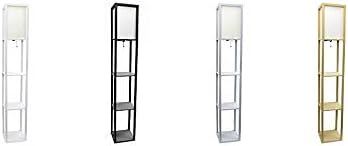 SIMPLE DESIGNS LF1014 3-Shelf Floor Lamp Linen Shade