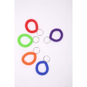 Sparco Split Ring Wrist Coil Key Holders, 2.1inH x 2.1inW x 2.4inL, Assorted, 10 / Pack