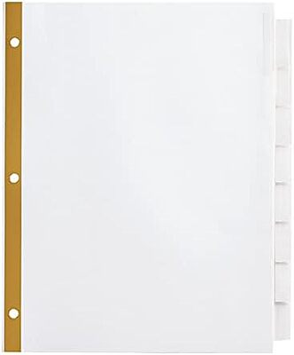 Office Depot Brand Insertable Dividers with Big Tabs, White, Clear Tabs, Set of 8