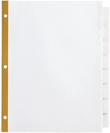 Office Depot Brand Insertable Dividers with Big Tabs, White, Clear Tabs, Set of 8