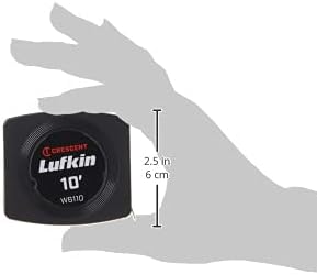 Crescent Lufkin 1/4" x 10' Pee Wee Yellow Clad Pocket Tape Measure - W6110 , Black