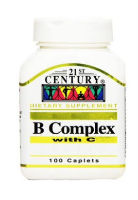21st Century B Complex With Vitamin C Caplets For Energy & Immune Support, Pack of 100's
