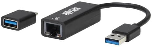 Tripp Lite USB C USB-A to RJ45 Gigabit Ethernet Network Adapter 2xM/F Black