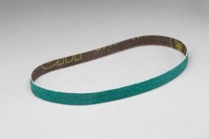 3M 577F Abrasive Belt, Fabric Splice, Polyester Cloth Backing, Zirconia Alumina, Waterproof, 1/2" Width x 18" Length