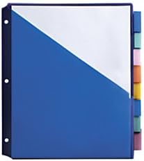 Office Depot Brand Double-Pocket Insertable Plastic Divider, 8-Tab, 9 1/2in x 11 1/4in, Assorted Colors