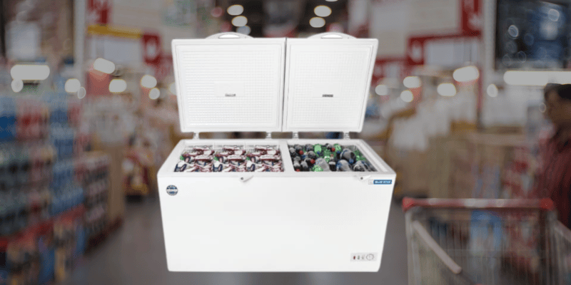 Suitable for Super Market: Blue star 400 litre Dual Compartment Cooler & Freezer-CHFK400DGS