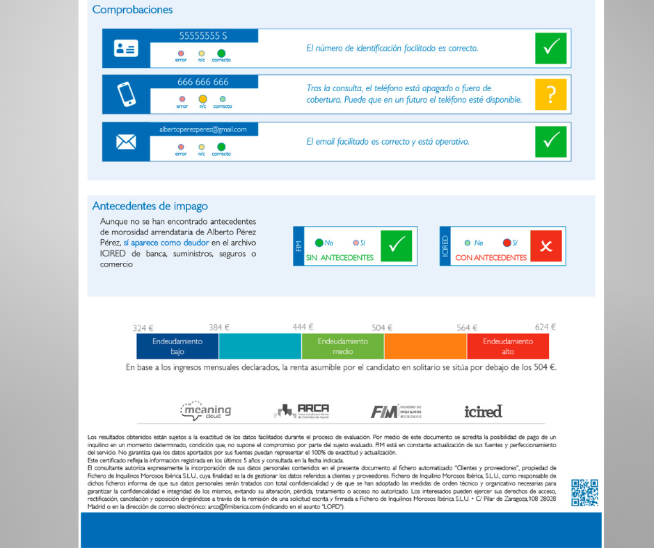 Certificado de Solvencia Inquilino