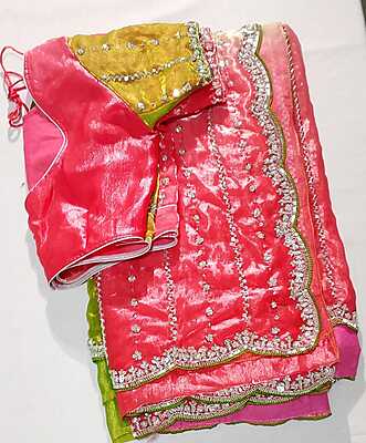 J254: Ready To Ship Beautiful Sequence Work Saree With Stitched Blouse