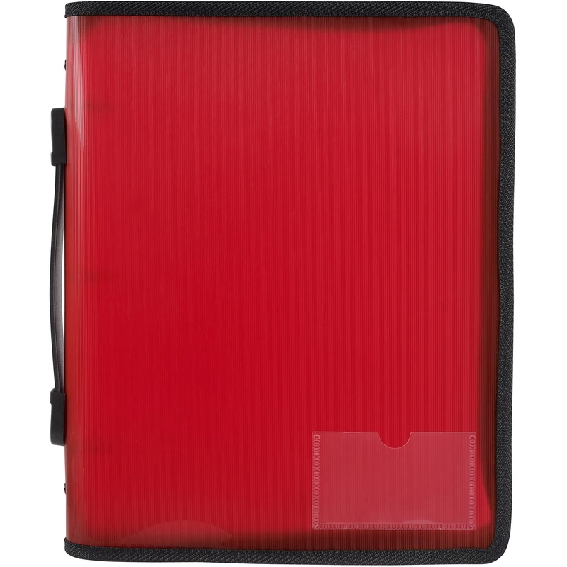 Marbig Zipper Binder With Handle A4 3 O-Ring 25mm Red