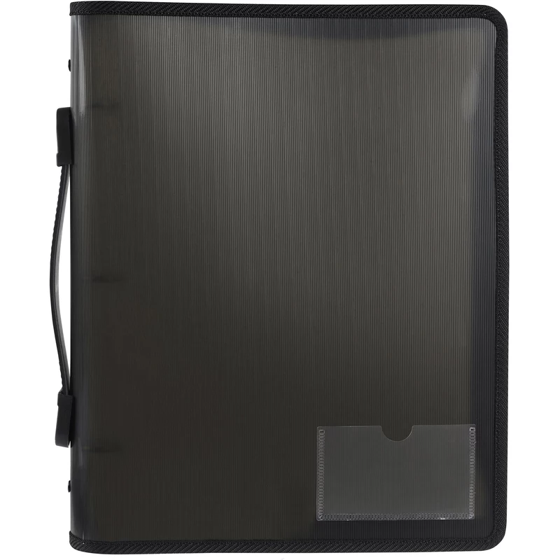 Marbig Zipper Binder With Handle A4 3 O-Ring 25mm Smoke