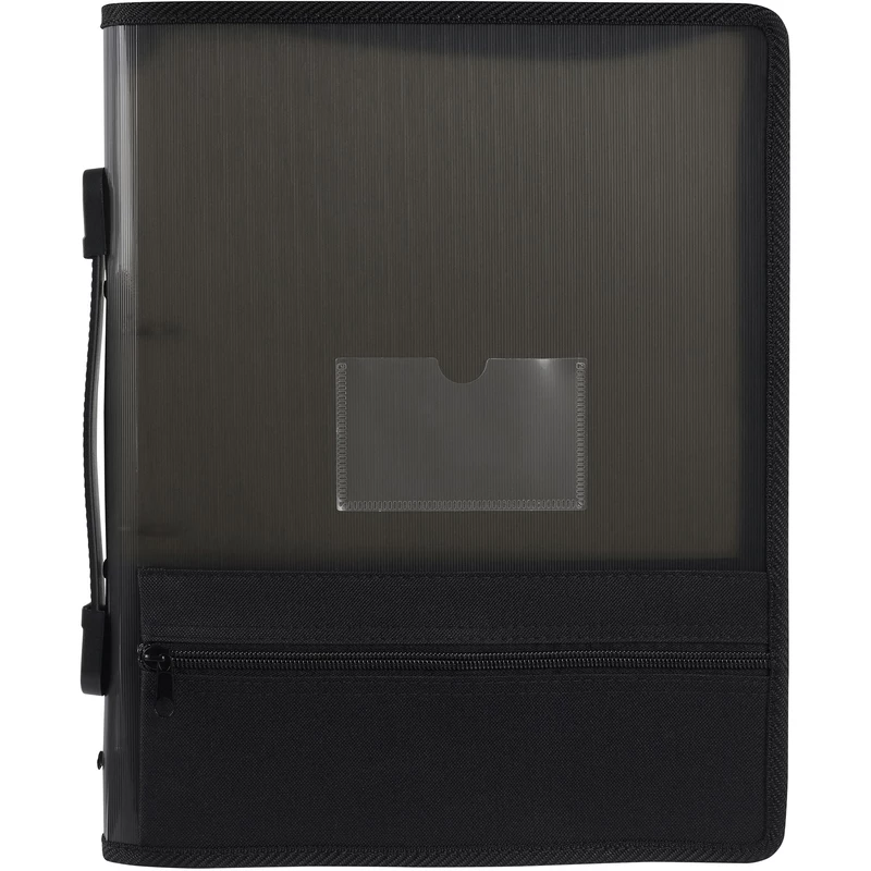 Marbig Zipper Binder With Extra Storage A4 2 O-Ring 25mm Smoke