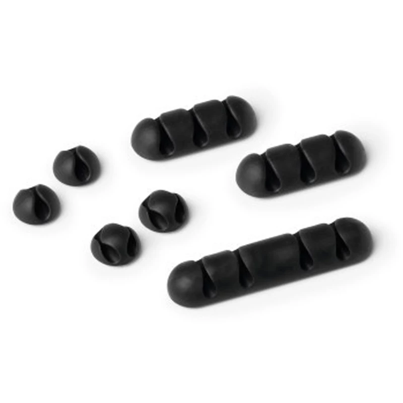 Durable Cavoline Self-Adhesive Cable Clips Mixed Sizes Graphite Pack Of 7