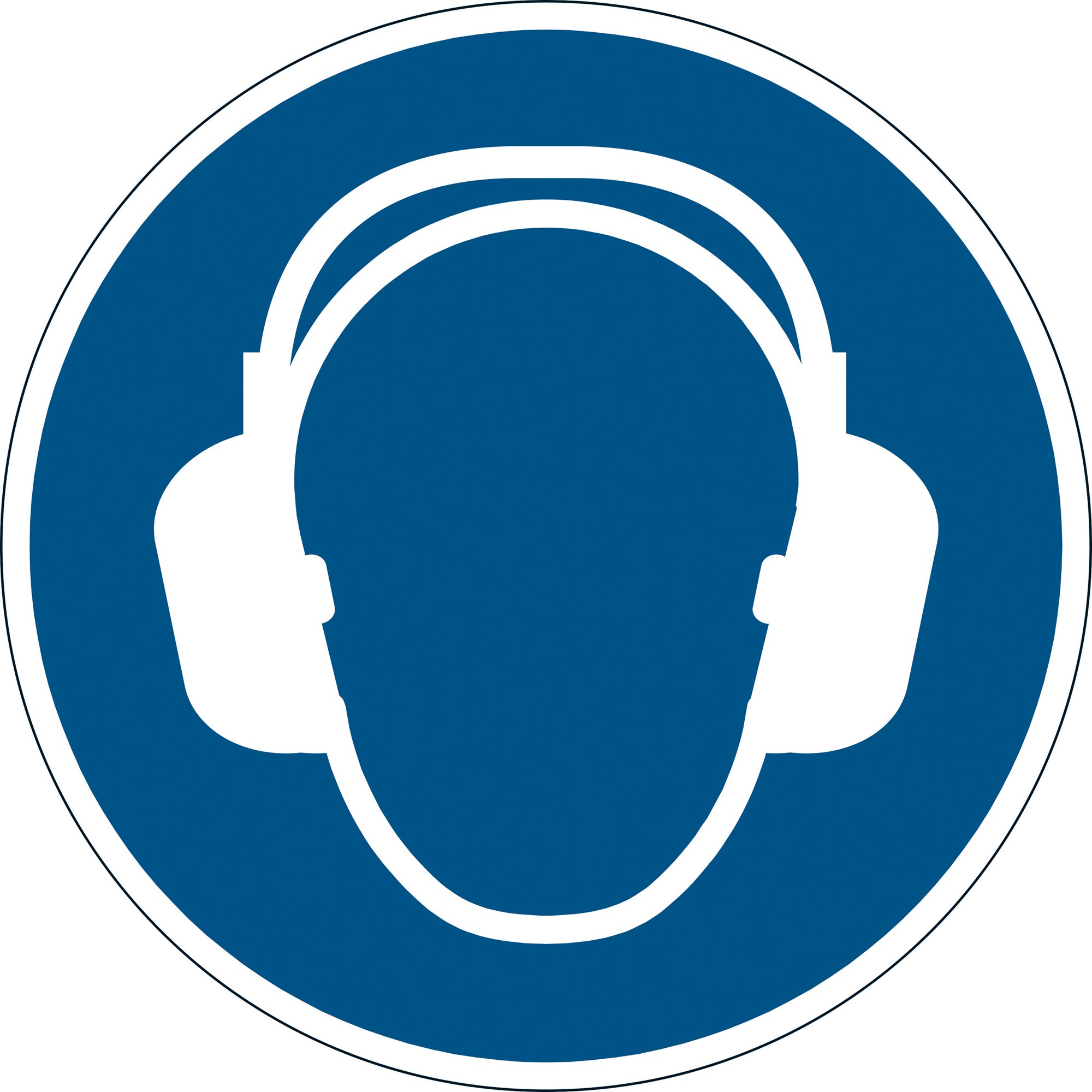 Durable Marking Sign Use Ear Protection 430mm Blue