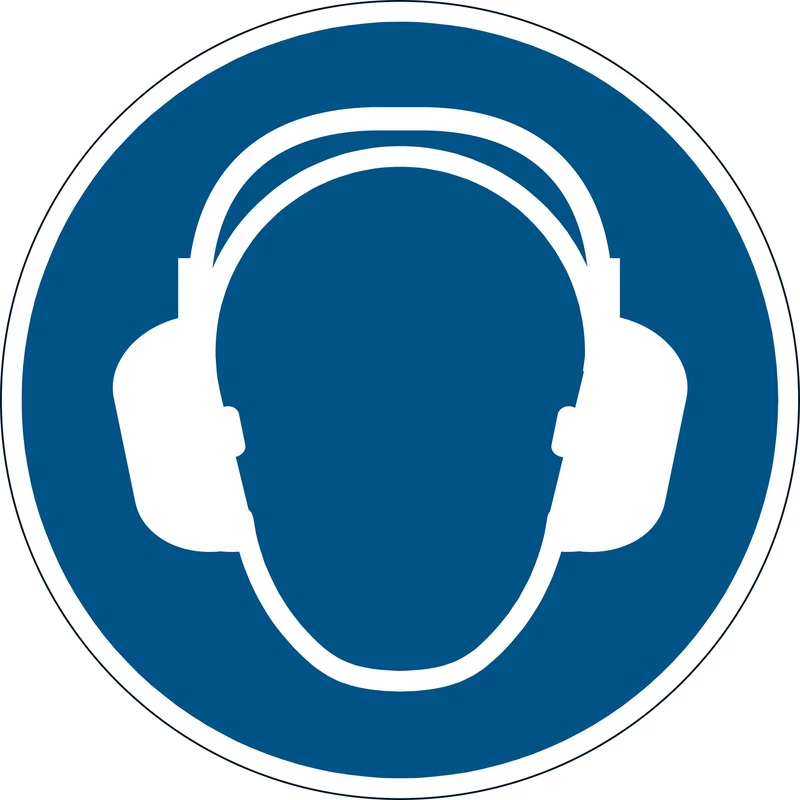 Durable Marking Sign Use Ear Protection 430mm Blue