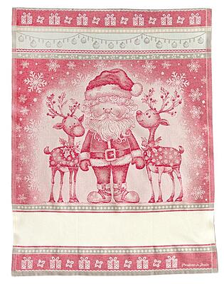 Asciugapiatti Babbo Natale con Renne + tela aida per il punto croce