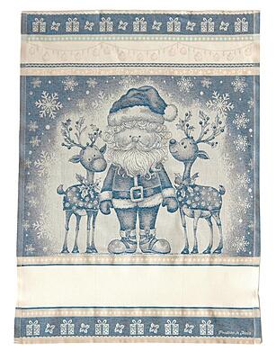 Asciugapiatti Babbo Natale con Renne + tela aida per il punto croce Asciugapiatti Babbo Natale con Renne + tela aida per il punto croce