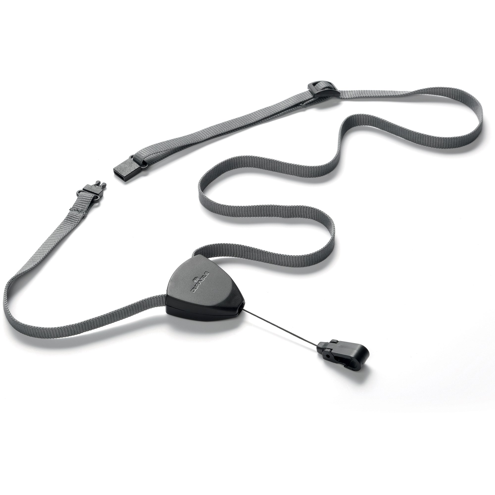 Durable Textile Lanyard Flex With Badge Reel Black Pack  Of 10