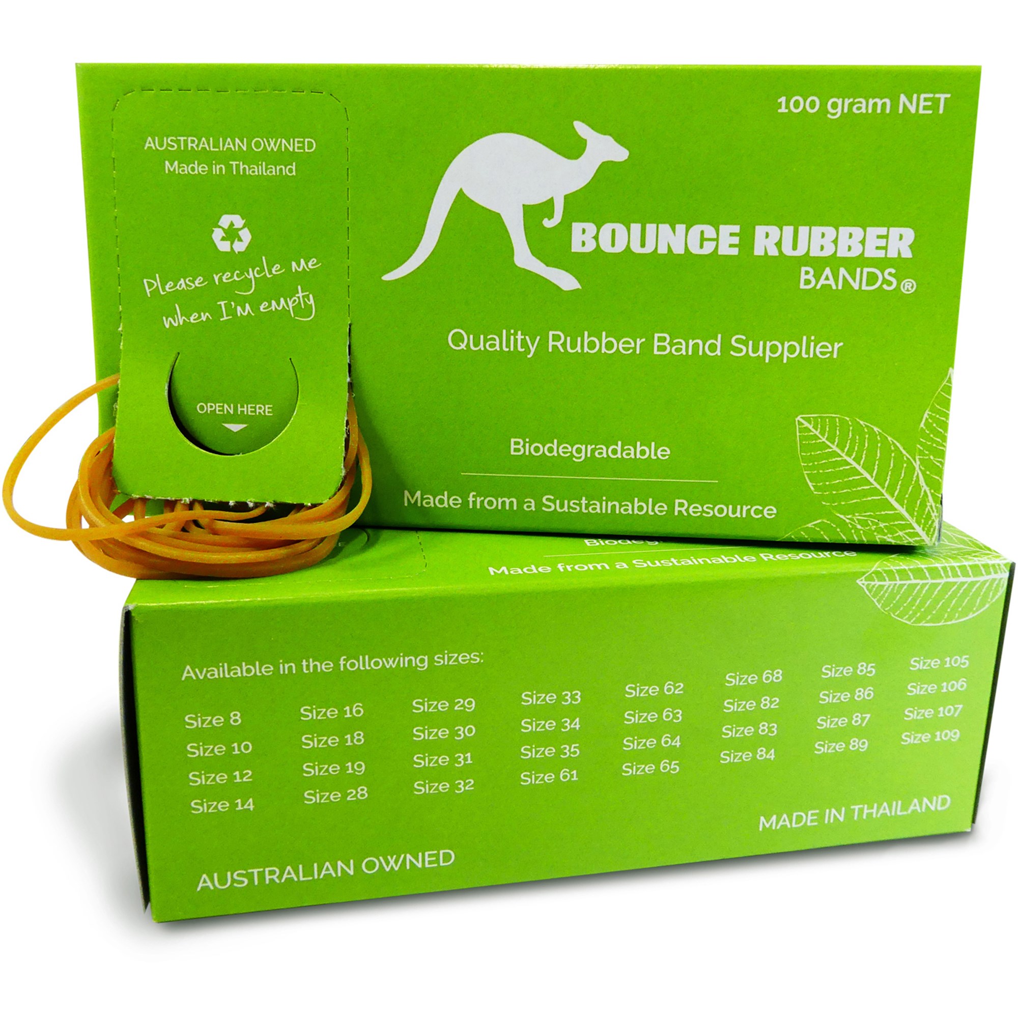 Bounce Rubber Bands Assorted Sizes Box  100gm