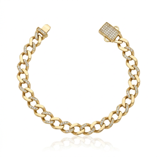 Pulsera cubana con Diamantes