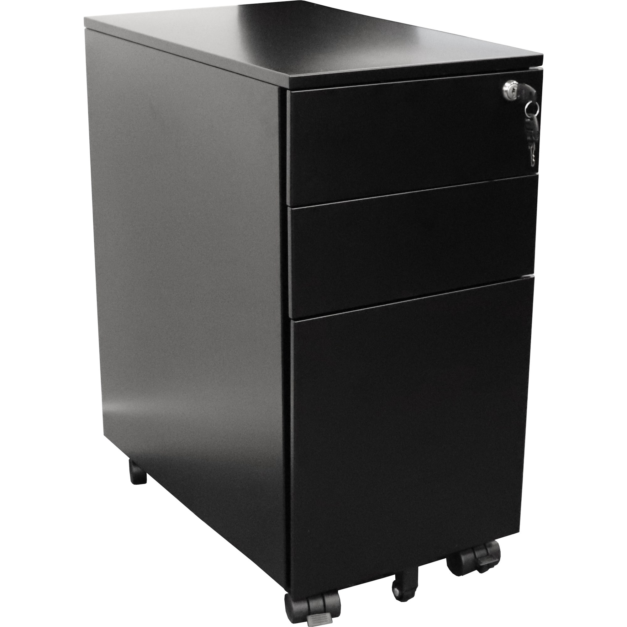 Rapidline Go Steel Slimline  Mobile Pedestal 2 Drawer 1 File 300Wx475Dx610mmH Black