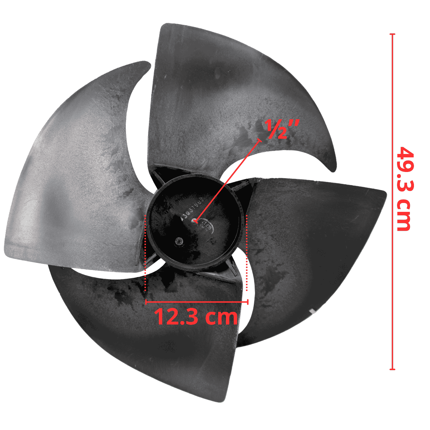 Aspa Para Minisplit Vertical Condensador 2 Toneladas Largo 49.3cm Ancho Aro 12.3cm Flecha 1/2 CCW 4 Hojas - 222401000038