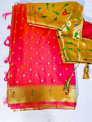 J428: Ready To Ship Beautiful Paithani  Saree With Stitched Blouse
