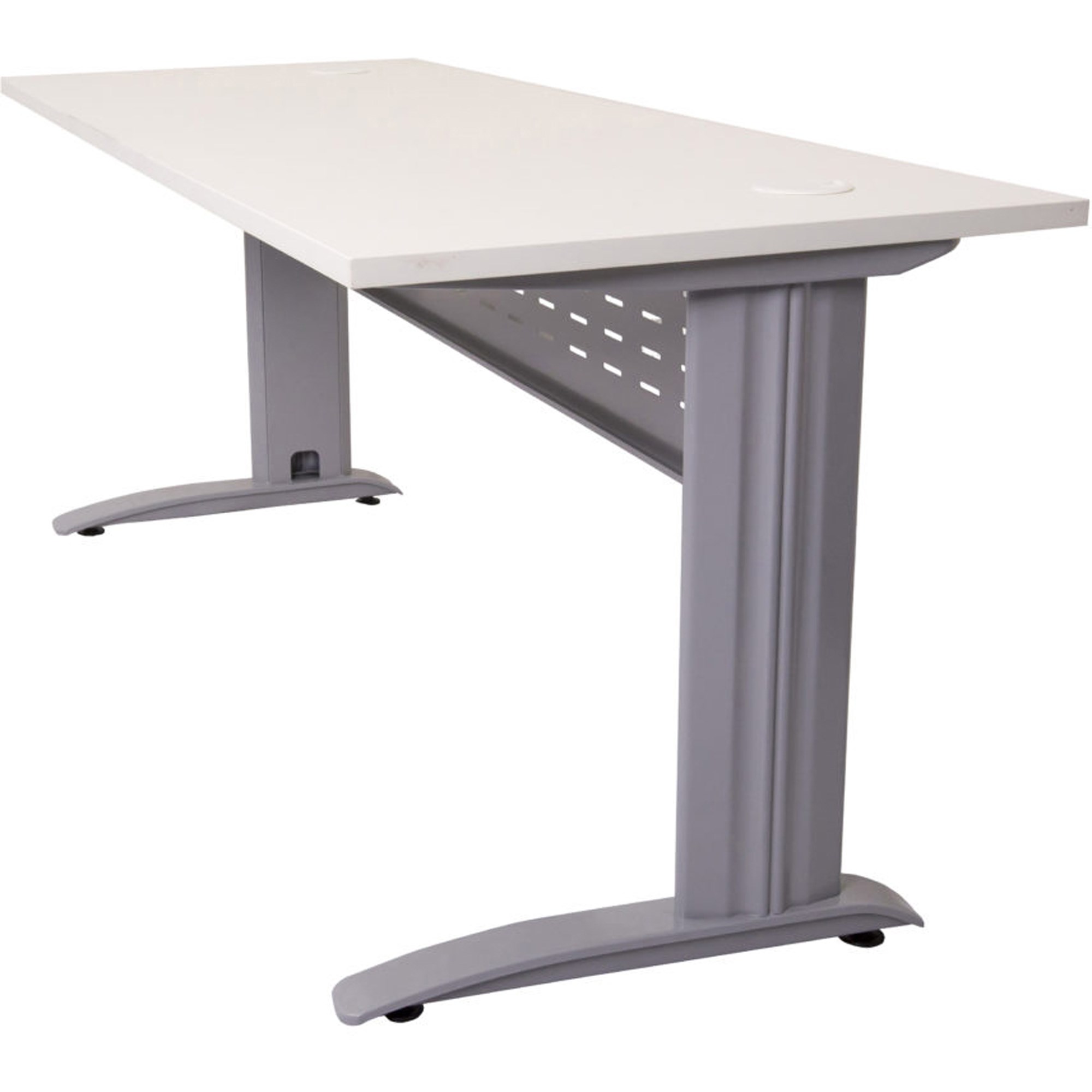 Rapid Span Open Straight Desk 1800Wx700mmD Modesty Panel With White Top & Silver Steel Frame